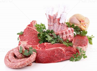 assorted of fresh raw meats