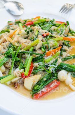 Seafood, Fried crab meat with curry powder