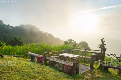 Podium for natural view on viewpoint Doi Ang Khang mountai