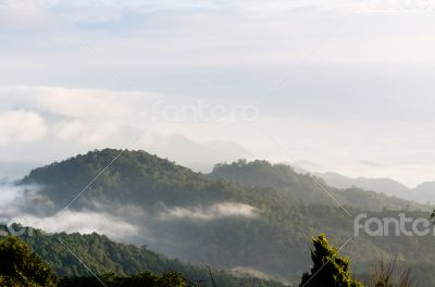 Landscape of cloud above cordillera in the morning