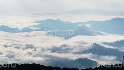 Landscape of cloud above cordillera in the morning
