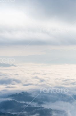 Landscape of cloud above cordillera in the morning