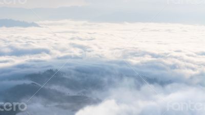 Landscape of cloud above cordillera in the morning