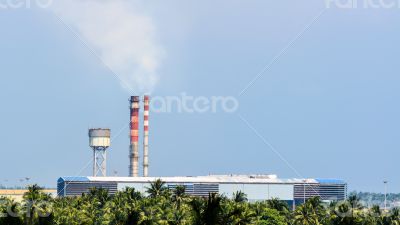 Old factory small with smoke stacks