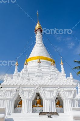 White pagoda architecture of northern Thailand.
