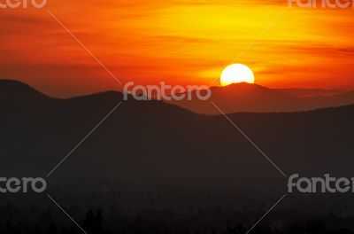 Sunset over mountain range