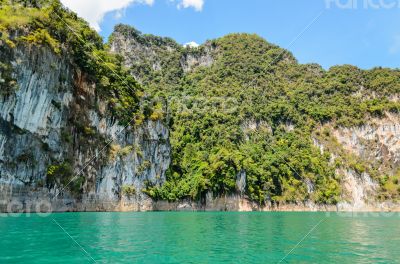 Lush high limestone mountains.