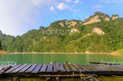 Mountains and river.
