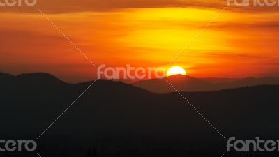 Sunset over mountain range