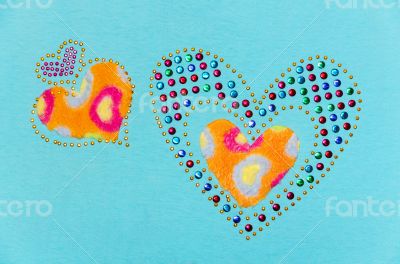 Two heart fluff and sequin