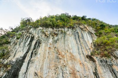 High cliffs of limestone mountain