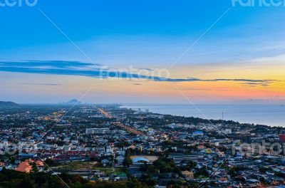 Landscape Hua Hin city at sunrise