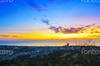 Landscape Hua Hin city at sunrise