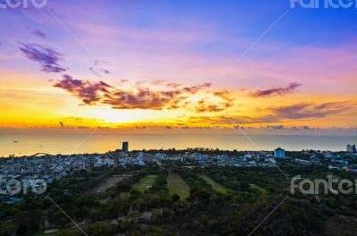 Landscape Hua Hin city at sunrise