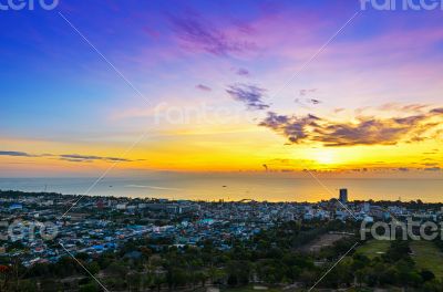 Landscape Hua Hin city at sunrise