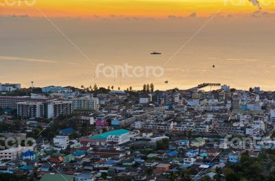 View Hua Hin city at sunrise
