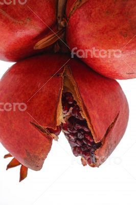 Three Pomegranate on the White Background