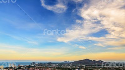Colorful sky over the Hua Hin city