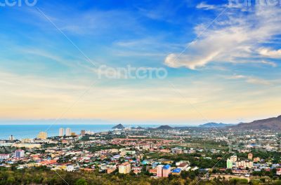 Colorful sky over the Hua Hin city