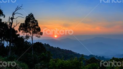 High angle view beautiful sunset