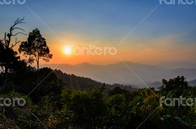 High angle view beautiful sunset