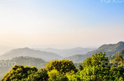 High angle view sky over mountain in sunset