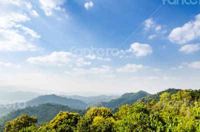 High angle view blue sky over mountain