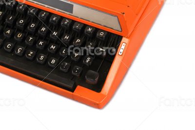 The Orange Vintage Typewriter the White Background