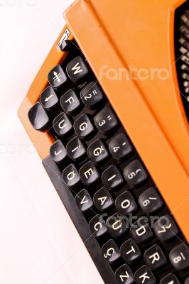 The Orange Vintage Typewriter the White Background