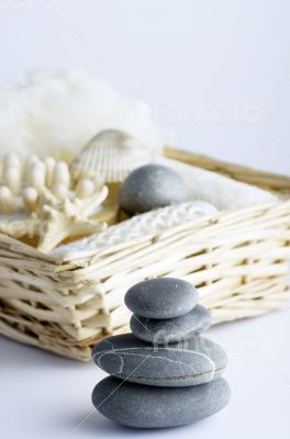 health spa setting over white background 