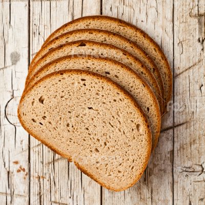five slices of rye bread 