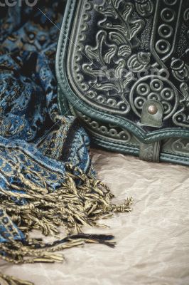 vintage bag and scarf 