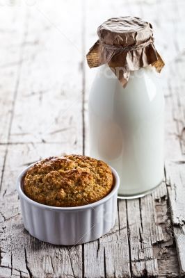 bottle of milk and fresh baked bread