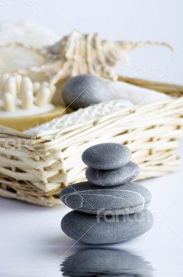 health spa setting over white background