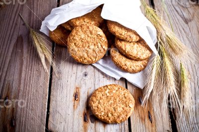 fresh crispy oat cookies and ears 