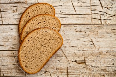 three slices of rye bread 