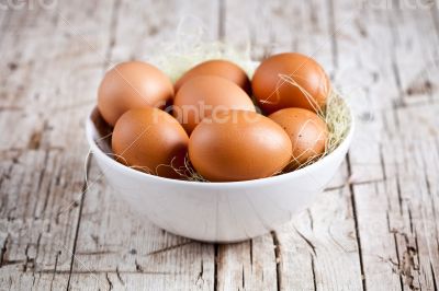 fresh eggs in a bowl