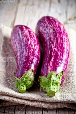 two fresh eggplants 