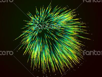 Green fireworks on background