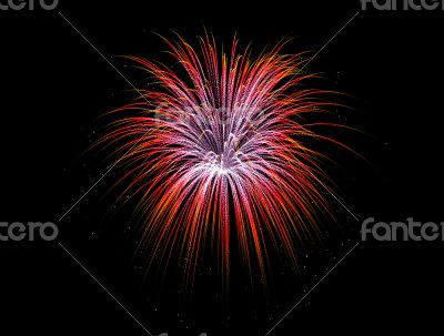 Red fireworks on background