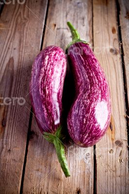 two fresh eggplants 