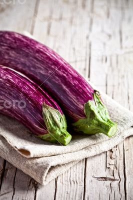 two fresh eggplants 