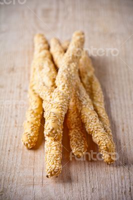 bread sticks grissini with sesame seeds