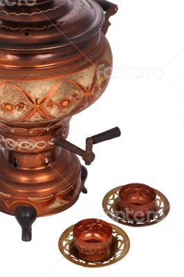The Antique Samovar on the white background 