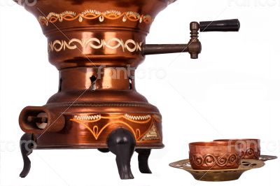 The Antique Samovar on the white background 