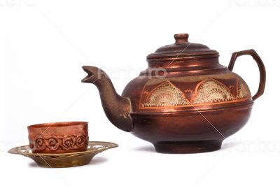 The Antique Samovar on the white background 