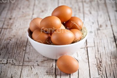 fresh eggs in a bowl 