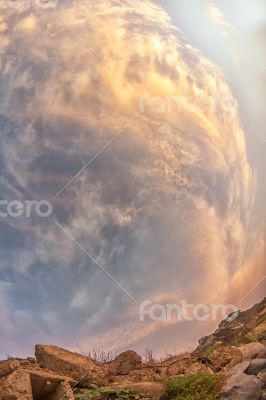 Spinning clouds in the sky