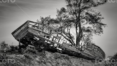 Shipwreck along the beach of Maputo Bay