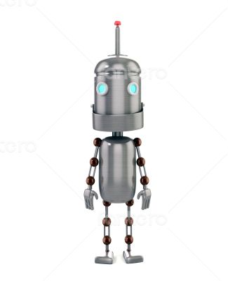 3d shinny and glossy robot on white background 